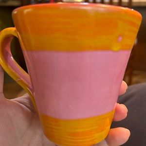 Vietri Pink & Orange Coffee Mug